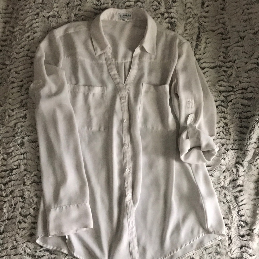 Express Sheer Button-down Blouse
